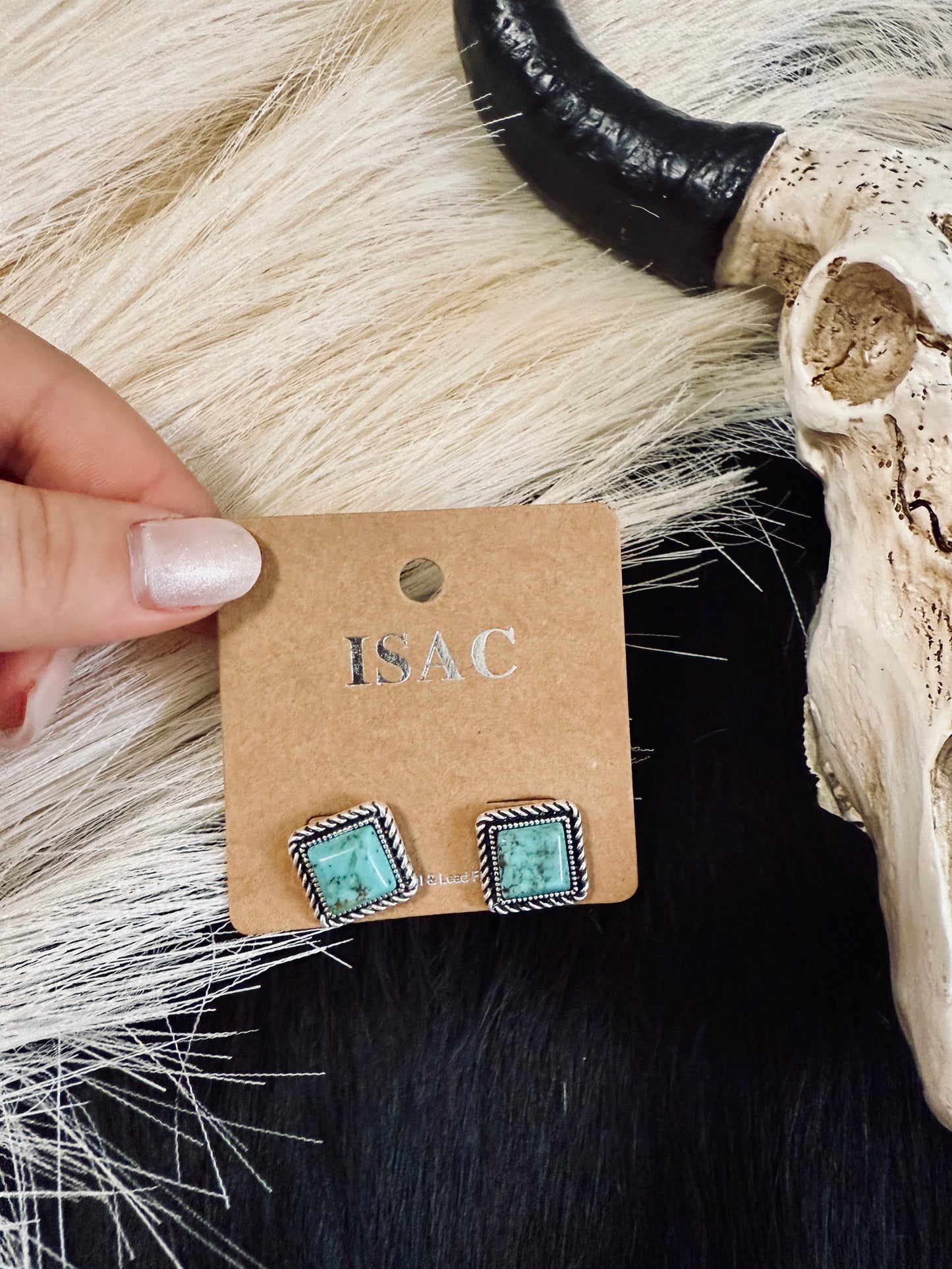 The Vera 10mm Square Turquoise Stud Earrings