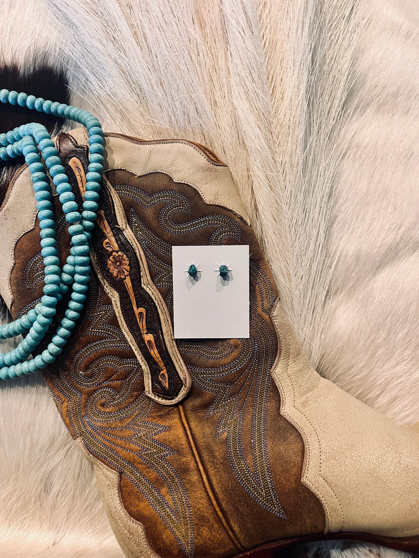 Rough Cut Turquoise Studs