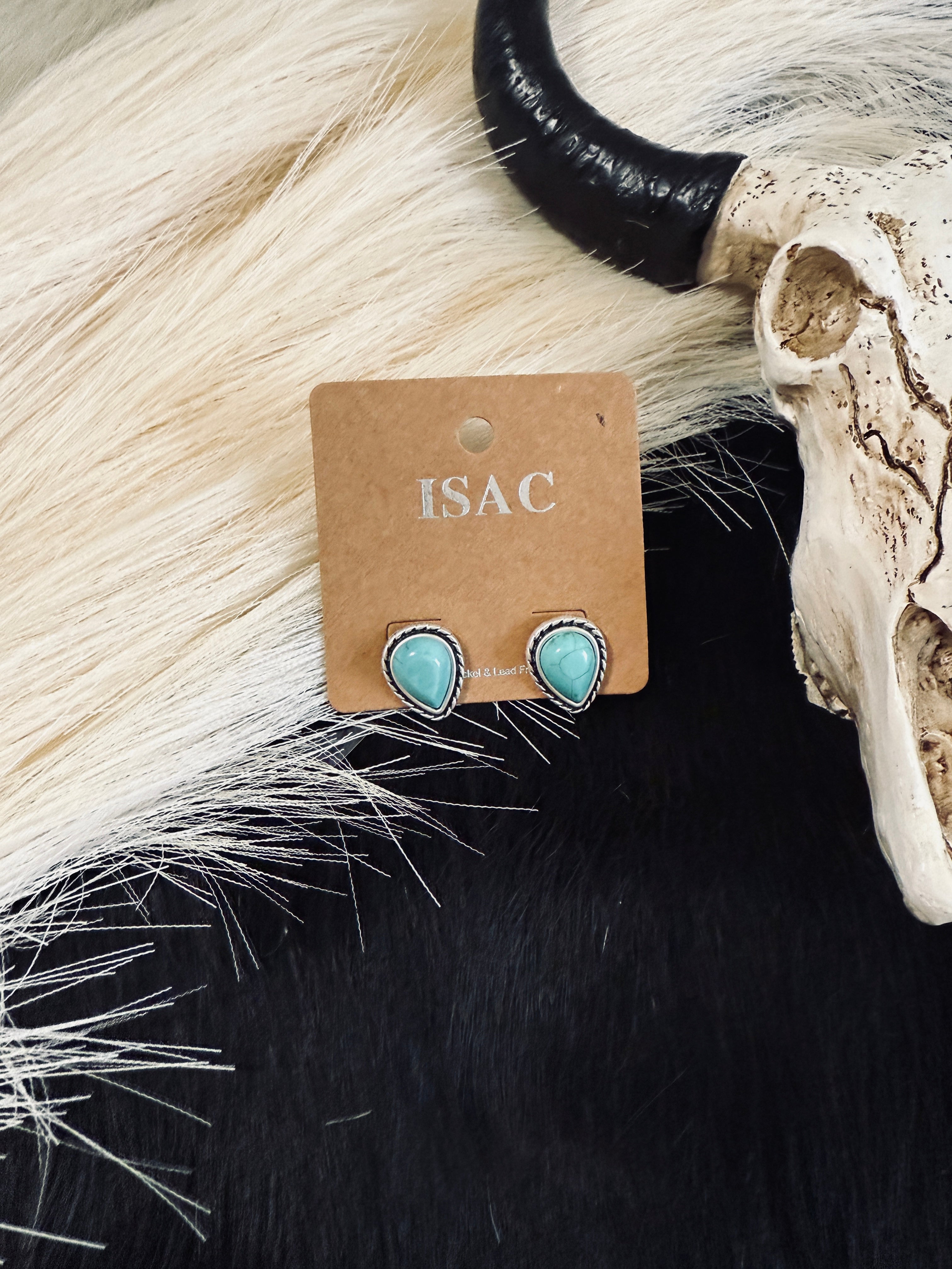 The Sarah 13mm Drop Turquoise Stud Earrings