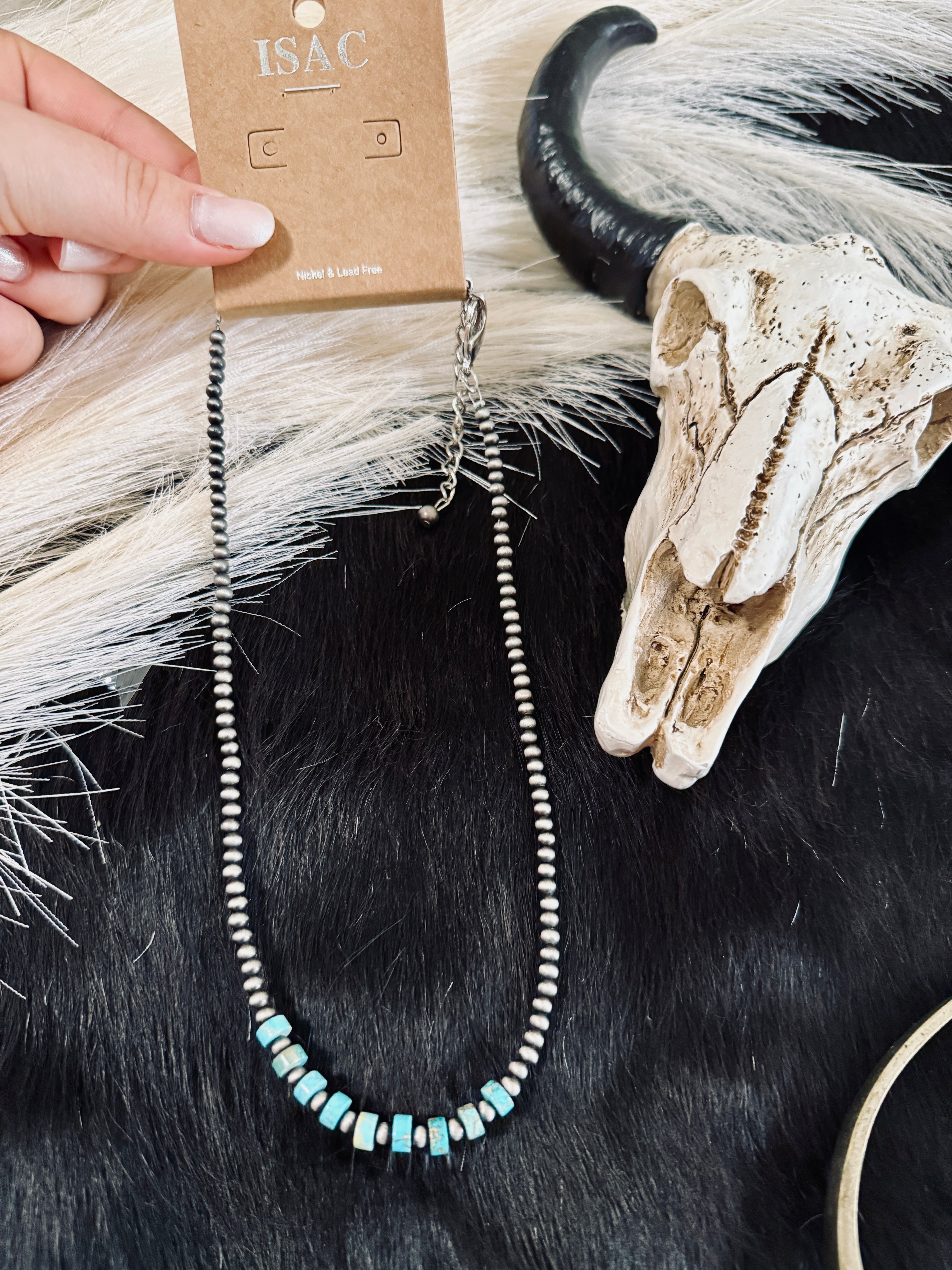 The Sierra 15" Faux Navajo Rondelle Gemstone Necklace