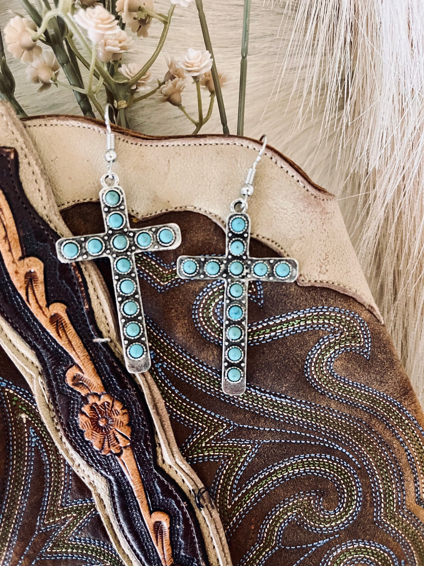 The Turquoise Cross Earrings