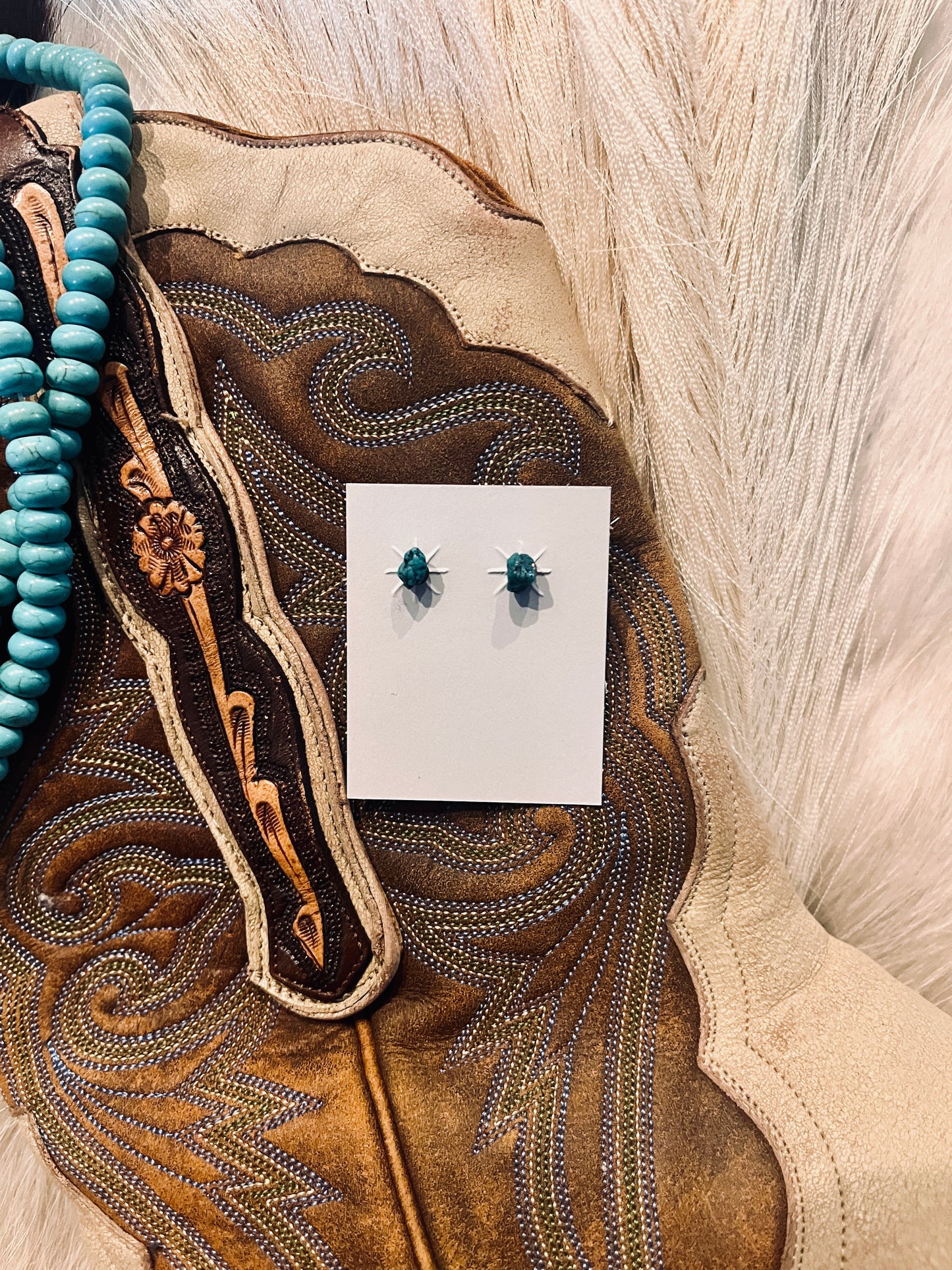 Rough Cut Turquoise Studs