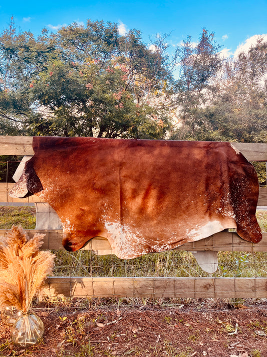 Genuine Cowhide-White & Dark Brown Speckled