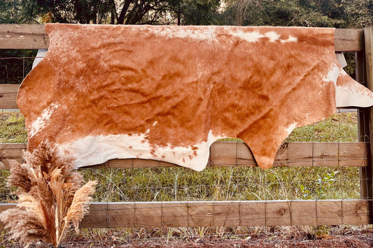 Genuine Cowhide-White & Light Brown